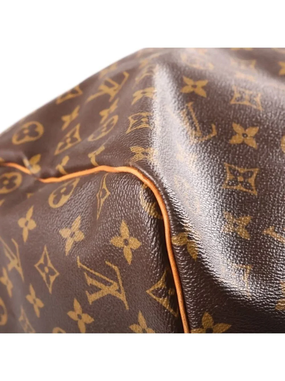Louis Vuitton Monogram Keepall 60 Leather Boston Bag Brown